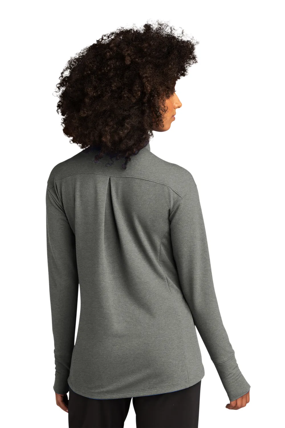 Sport-Tek Womens Flex Fleece Moisture Wicking Full Zip Sweatshirt w/ Pockets - Heather Light Grey
