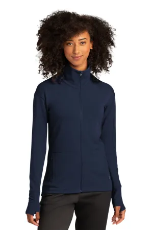 Sport-Tek Womens Flex Fleece Moisture Wicking Full Zip Sweatshirt w/ Pockets - True Navy Blue Clothing Sport-Tek