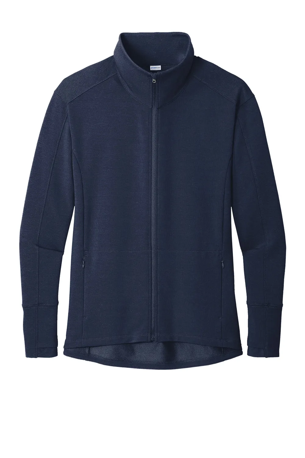 Sport-Tek Womens Flex Fleece Moisture Wicking Full Zip Sweatshirt w/ Pockets - True Navy Blue Clothing Sport-Tek