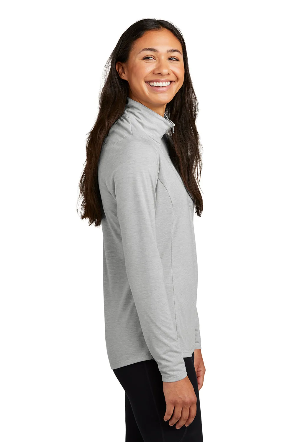 Sport-Tek Womens Moisture Wicking 1/4 Zip Sweatshirt - Heather Light Grey