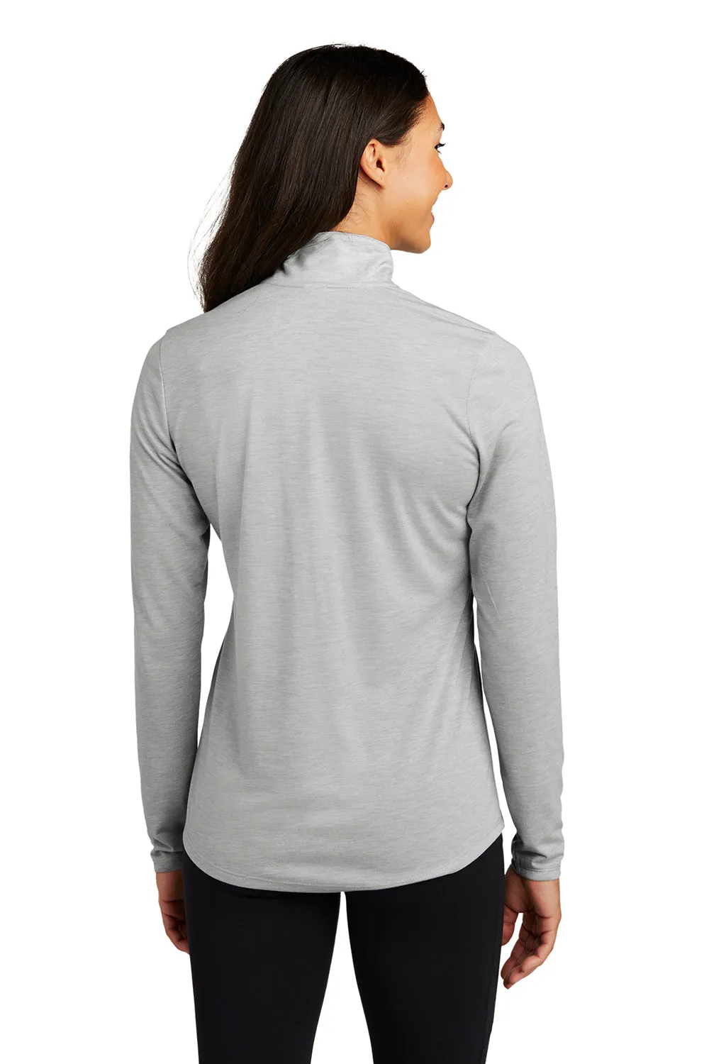 Sport-Tek Womens Moisture Wicking 1/4 Zip Sweatshirt - Heather Light Grey