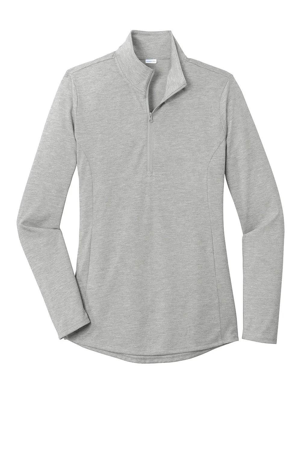 Sport-Tek Womens Moisture Wicking 1/4 Zip Sweatshirt - Heather Light Grey