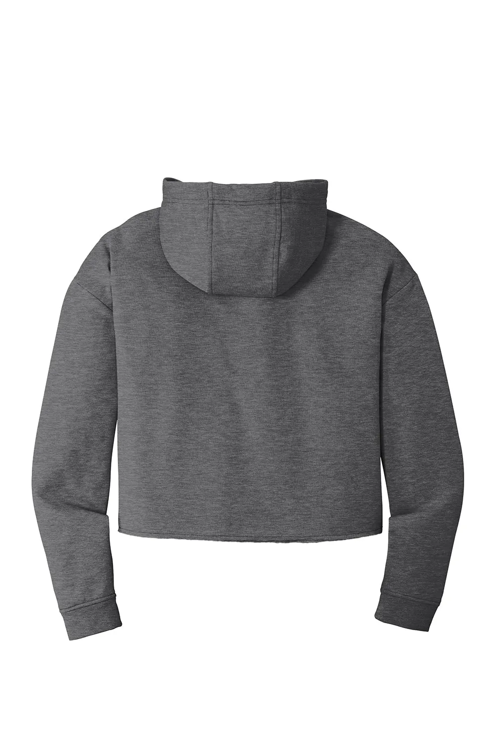 Sport-Tek Womens Moisture Wicking Fleece Crop Hooded Sweatshirt Hoodie - Heather Dark Grey - Closeout