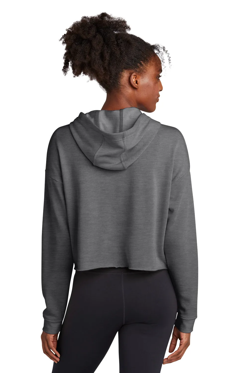 Sport-Tek Womens Moisture Wicking Fleece Crop Hooded Sweatshirt Hoodie - Heather Dark Grey - Closeout