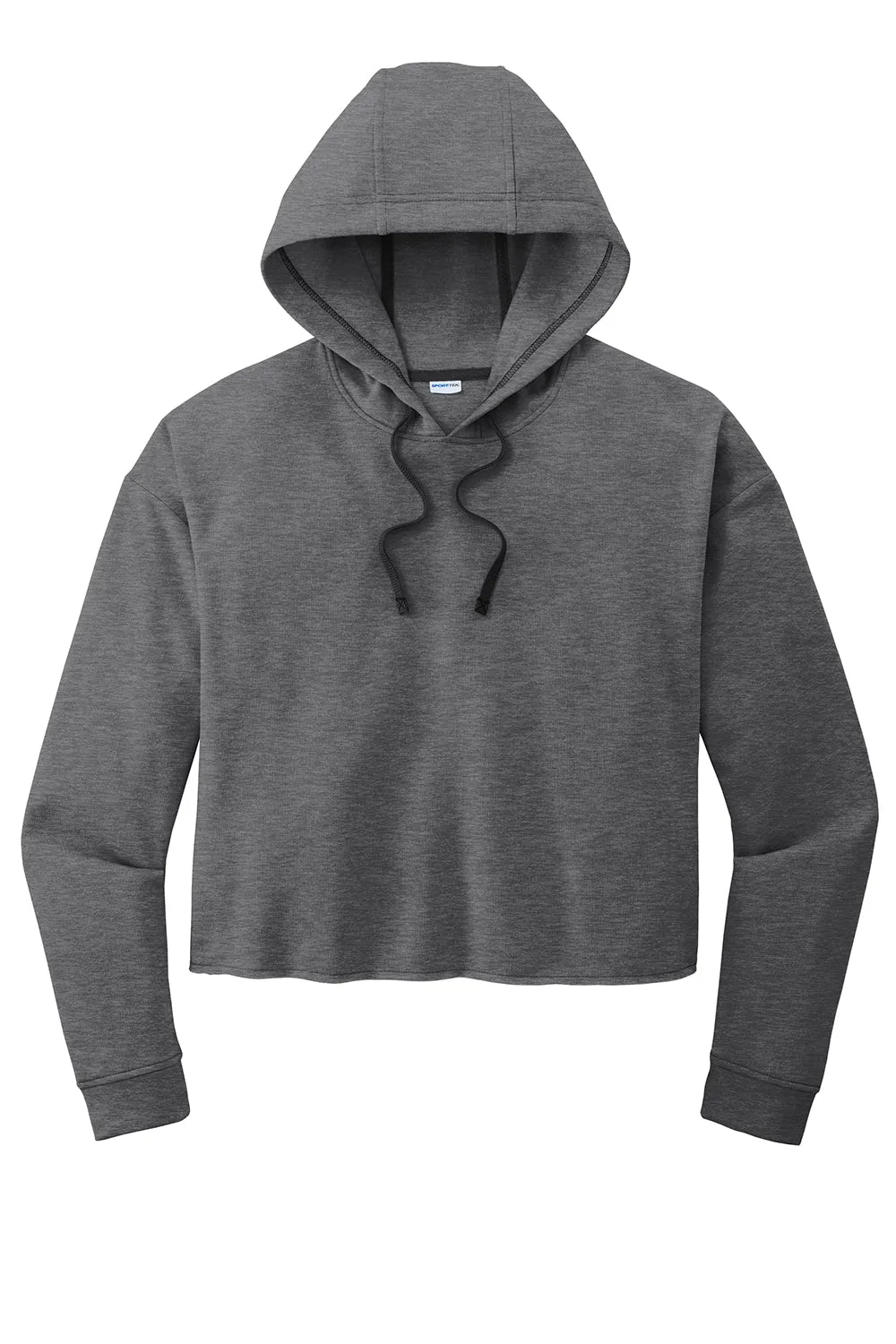 Sport-Tek Womens Moisture Wicking Fleece Crop Hooded Sweatshirt Hoodie - Heather Dark Grey - Closeout