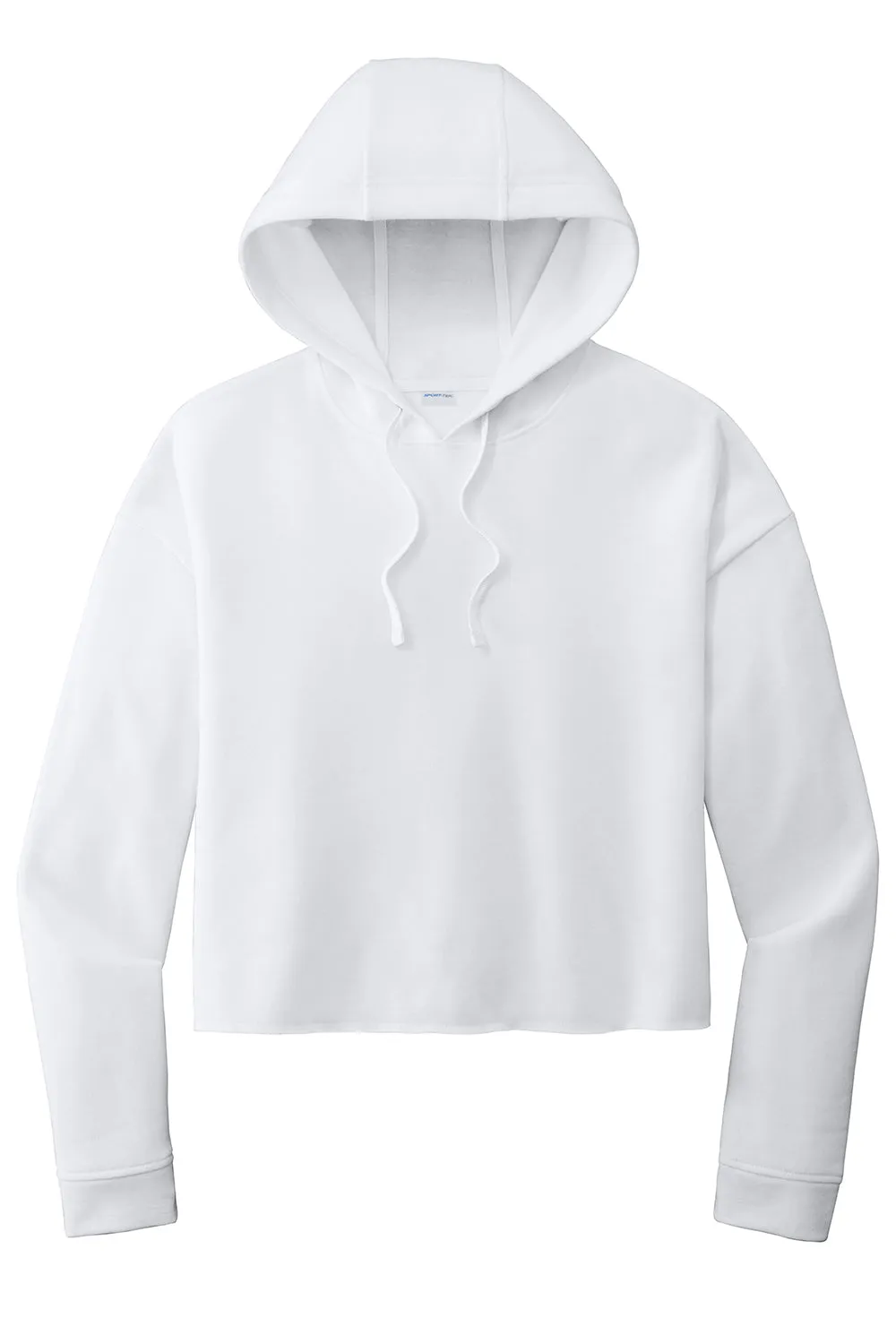 Sport-Tek Womens Moisture Wicking Fleece Crop Hooded Sweatshirt Hoodie - White - Closeout Clothing Sport-Tek