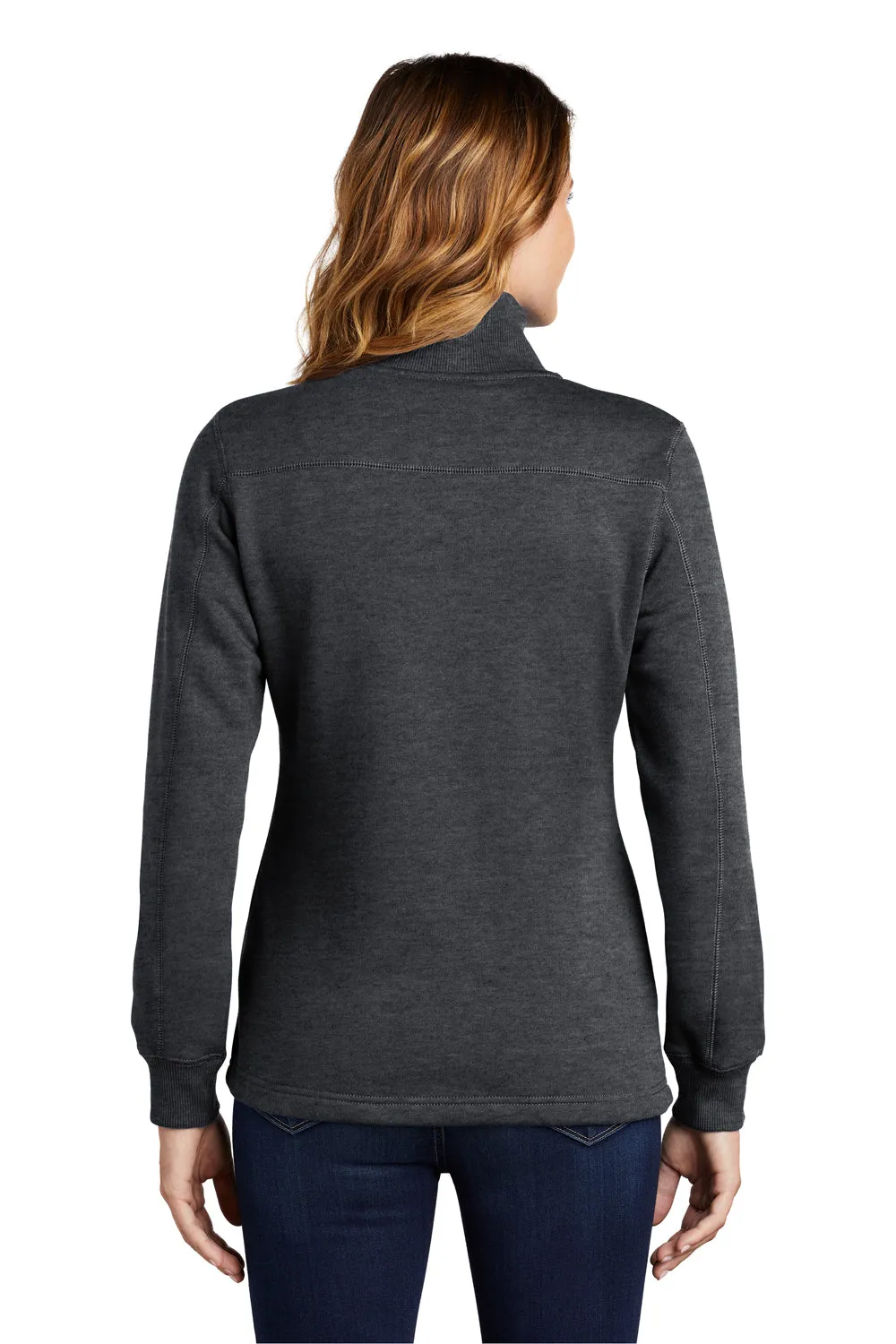 Sport-Tek Womens Shrink Resistant Fleece 1/4 Zip Sweatshirt - Heather Graphite Grey