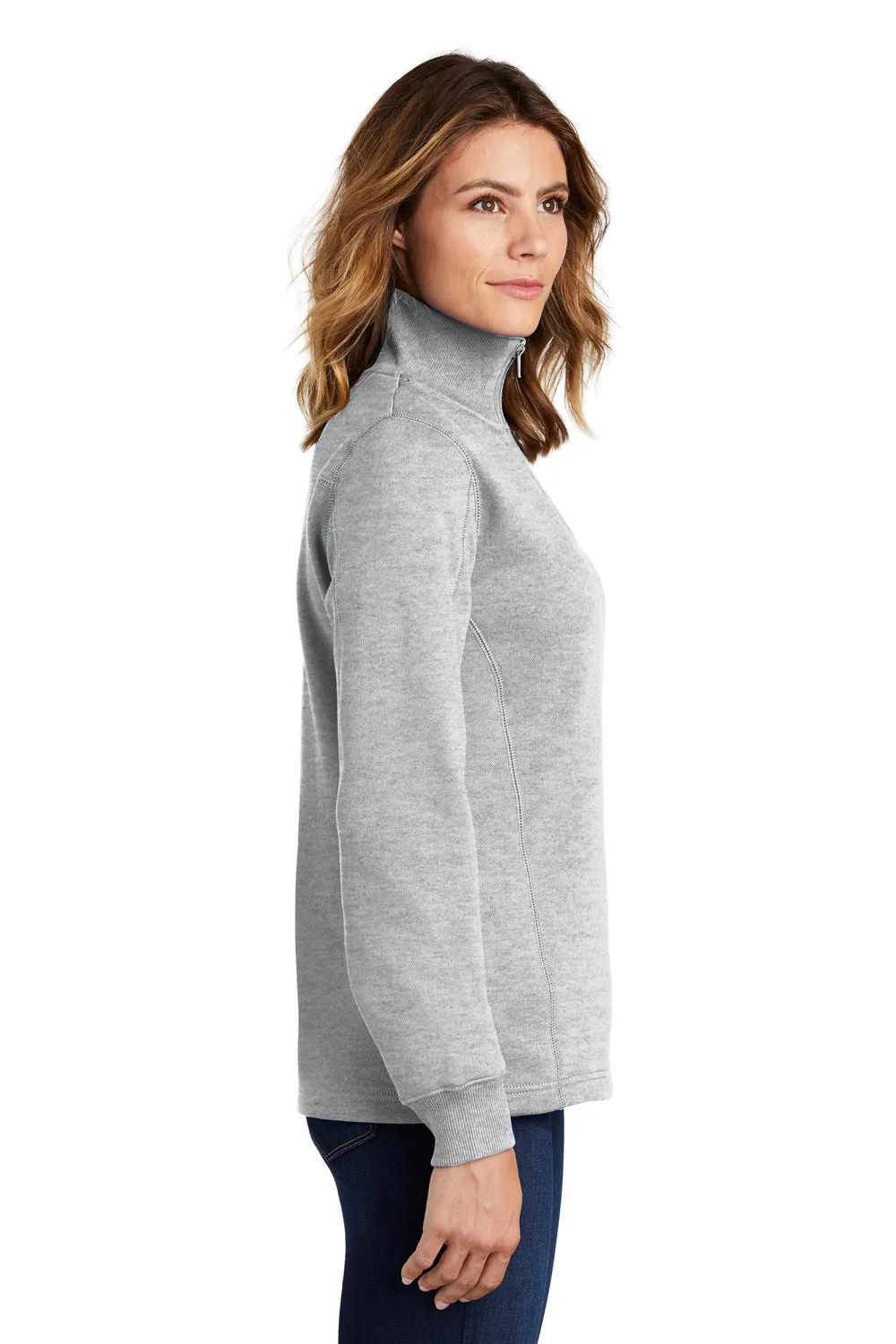 Sport-Tek Womens Shrink Resistant Fleece 1/4 Zip Sweatshirt - Heather Grey