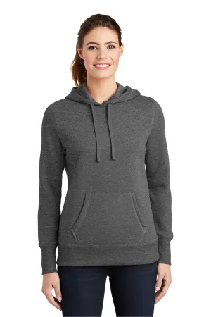 Sport-Tek Womens Shrink Resistant Fleece Hooded Sweatshirt Hoodie w/ Pouch Pocket - Heather Vintage Grey Clothing Sport-Tek