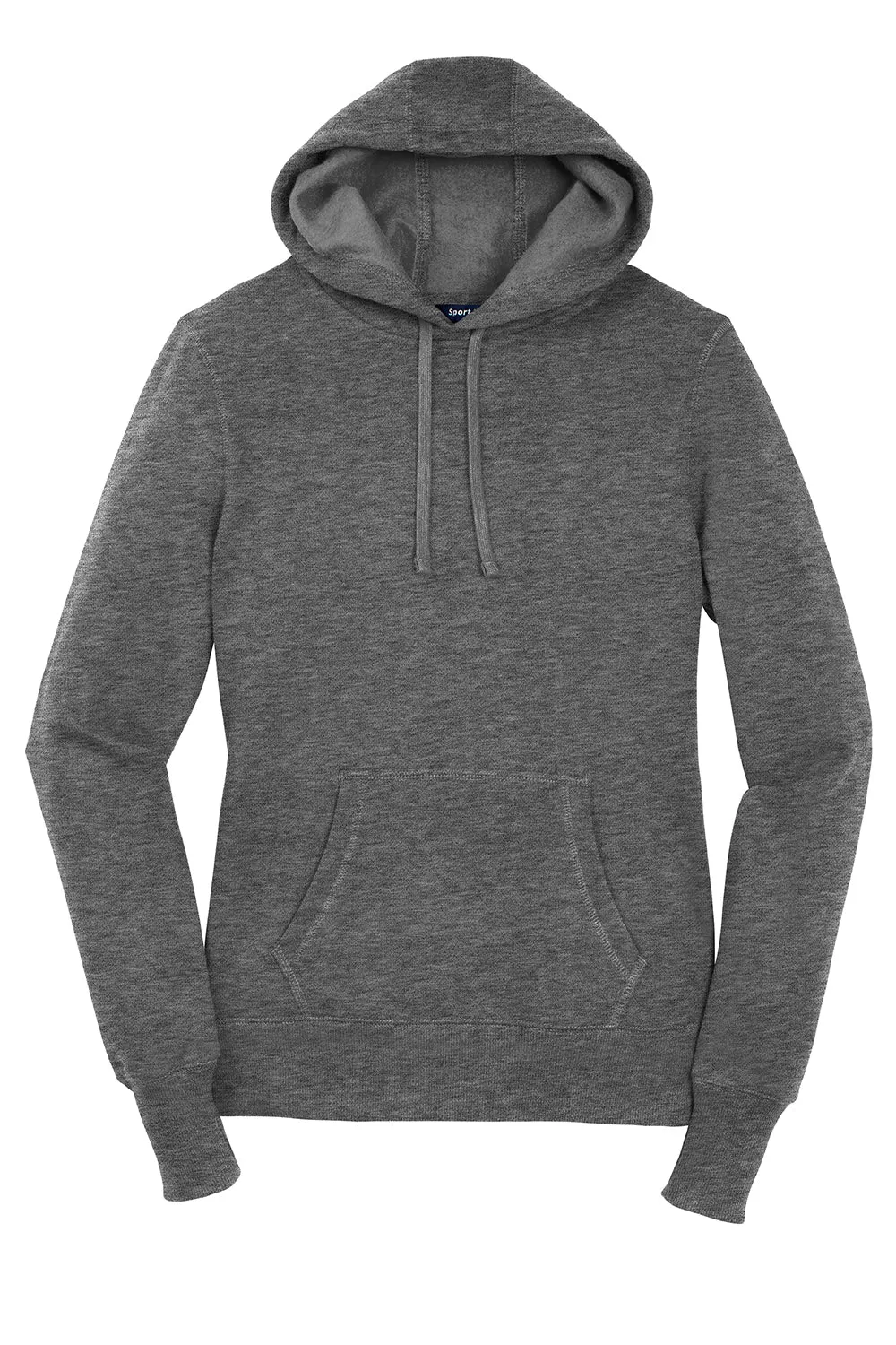 Sport-Tek Womens Shrink Resistant Fleece Hooded Sweatshirt Hoodie w/ Pouch Pocket - Heather Vintage Grey Clothing Sport-Tek