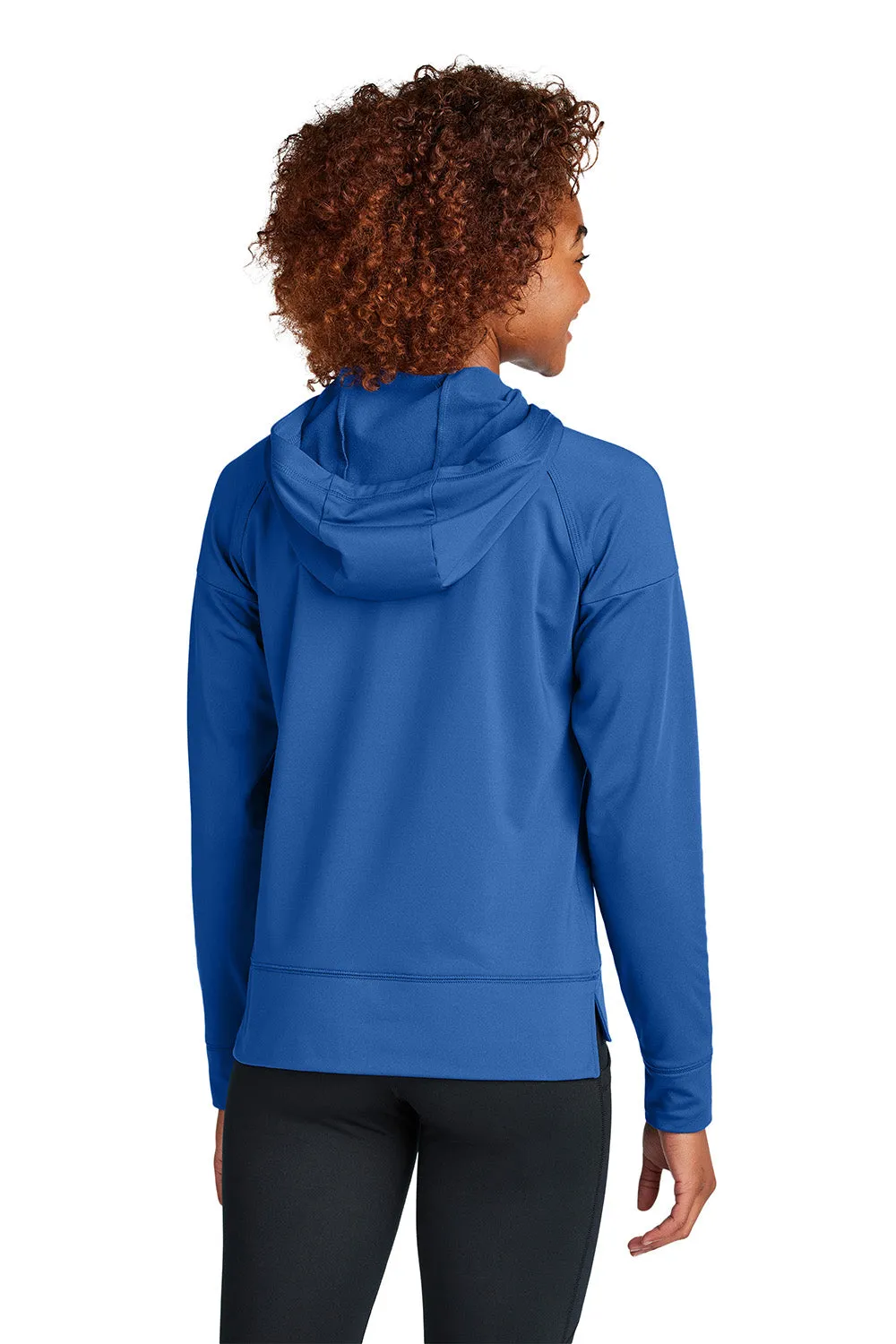 Sport-Tek Womens Sport-Wick Moisture Wicking 1/4 Zip Hooded Sweatshirt Hoodie w/ Pouch Pocket - True Royal Blue