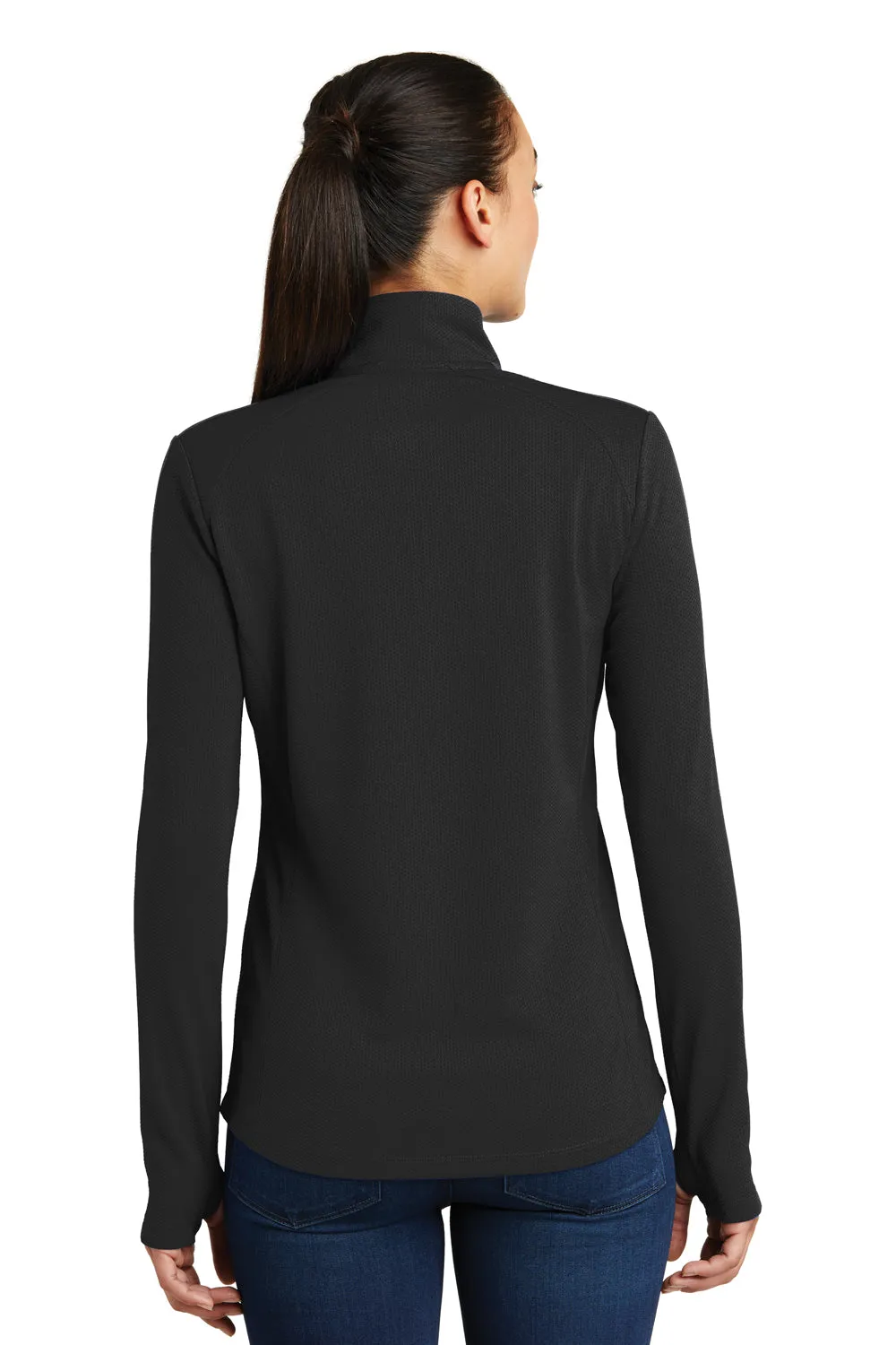 Sport-Tek Womens Sport-Wick Moisture Wicking 1/4 Zip Sweatshirt - Black/Iron Grey - Closeout Clothing Sport-Tek