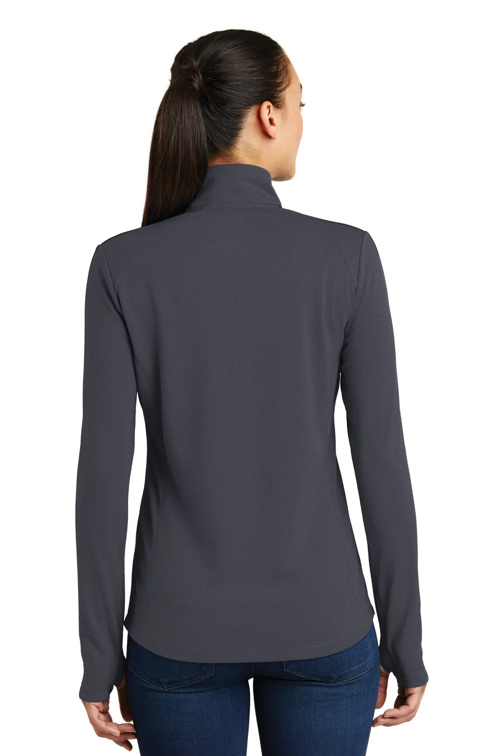 Sport-Tek Womens Sport-Wick Moisture Wicking 1/4 Zip Sweatshirt - Iron Grey/Black - Closeout