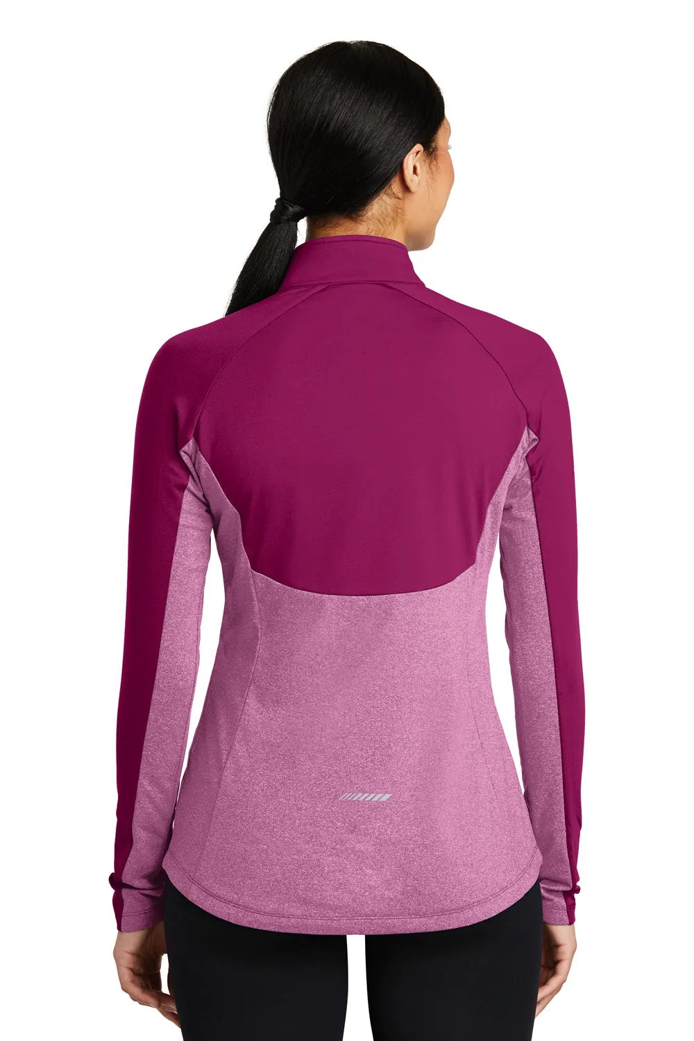 Sport-Tek Womens Sport-Wick Moisture Wicking 1/4 Zip Sweatshirt - Pink Rush/Heather Pink Rush - Closeout Clothing Sport-Tek