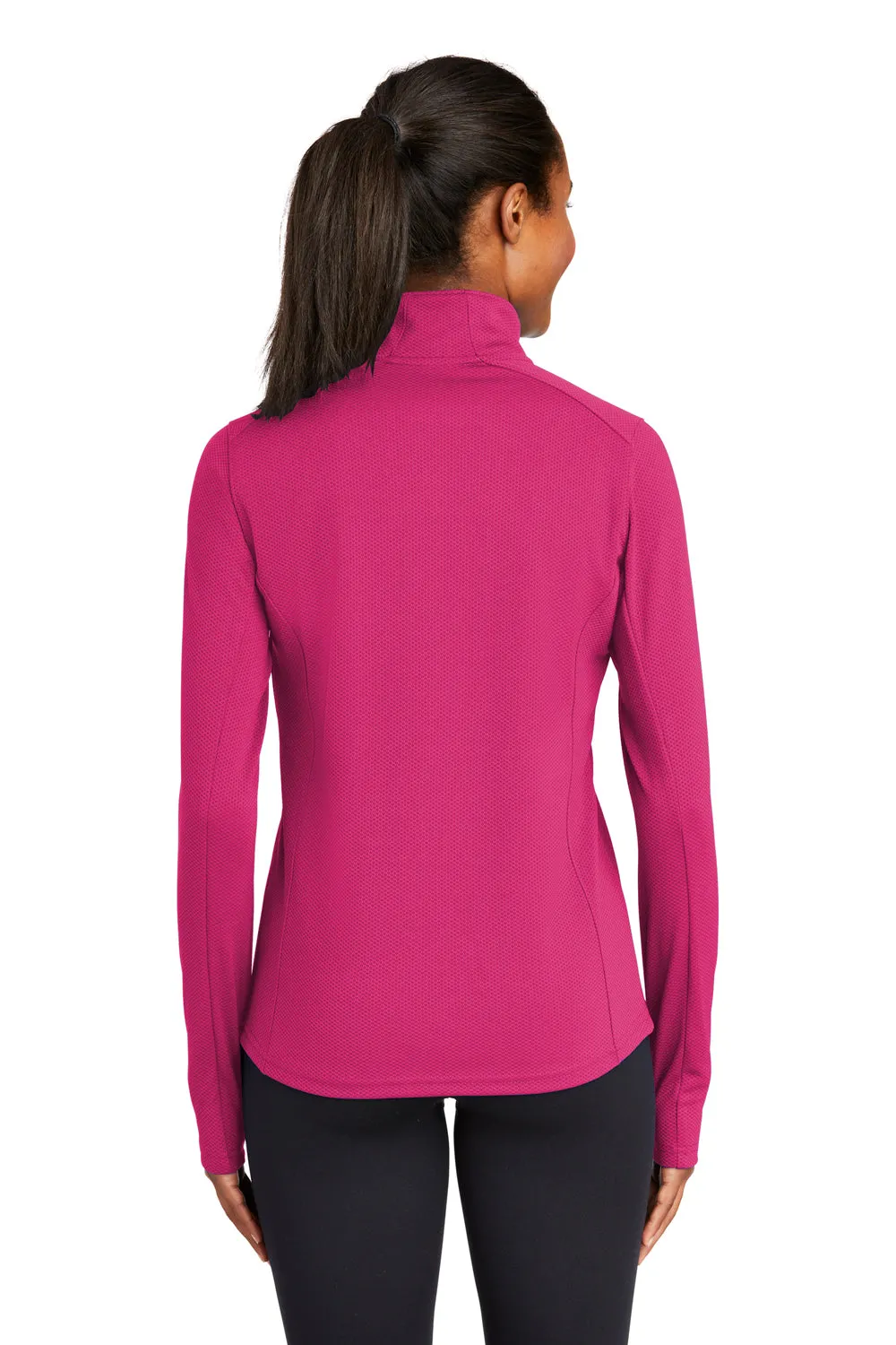 Sport-Tek Womens Sport-Wick Moisture Wicking 1/4 Zip Sweatshirt - Raspberry Pink - Closeout