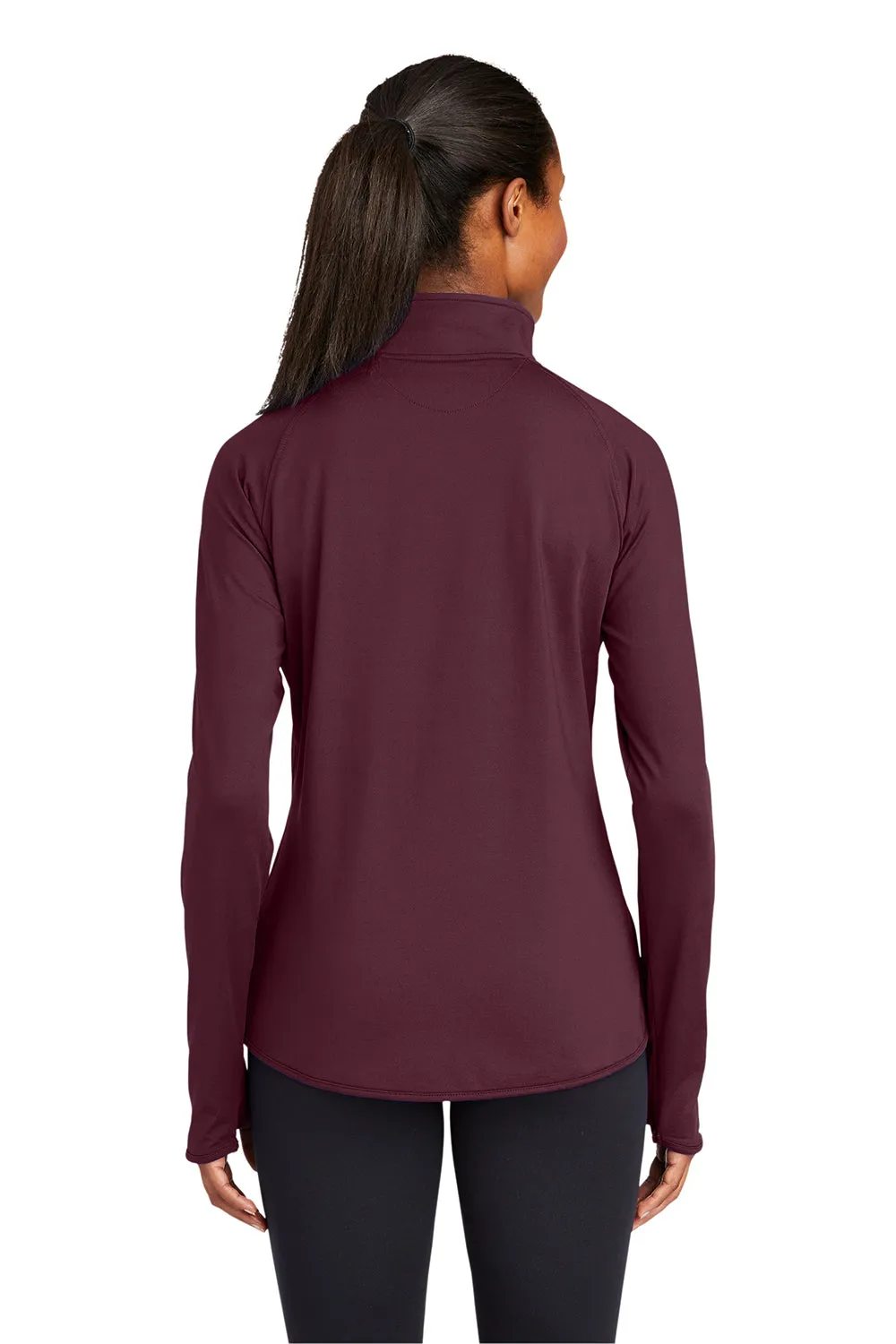 Sport-Tek Womens Sport-Wick Moisture Wicking 1/4 Zip Sweatshirt w/ Pouch Pocket - Maroon