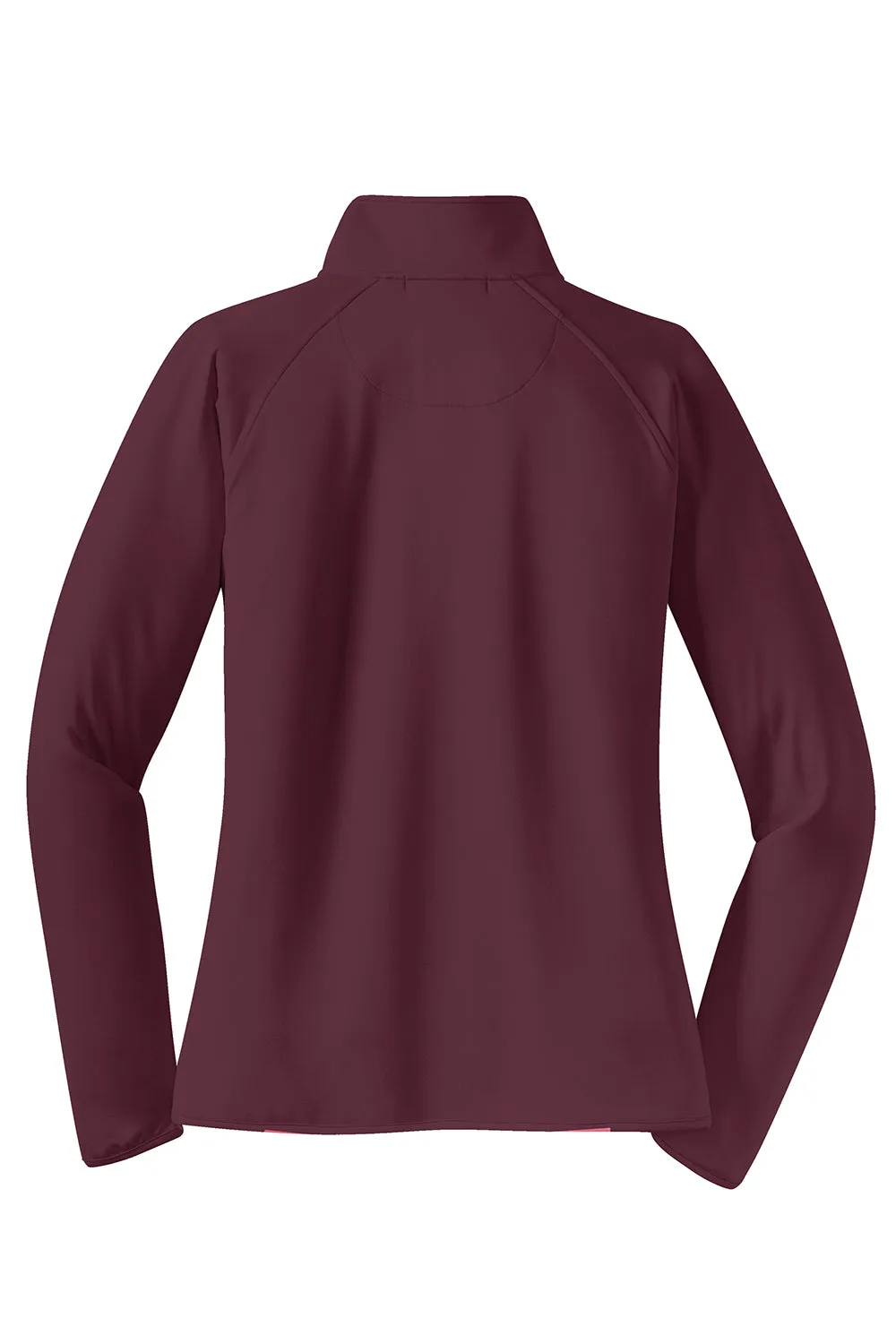 Sport-Tek Womens Sport-Wick Moisture Wicking 1/4 Zip Sweatshirt w/ Pouch Pocket - Maroon