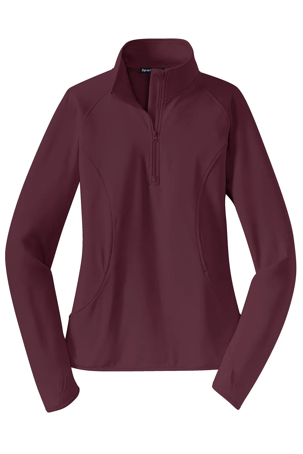 Sport-Tek Womens Sport-Wick Moisture Wicking 1/4 Zip Sweatshirt w/ Pouch Pocket - Maroon