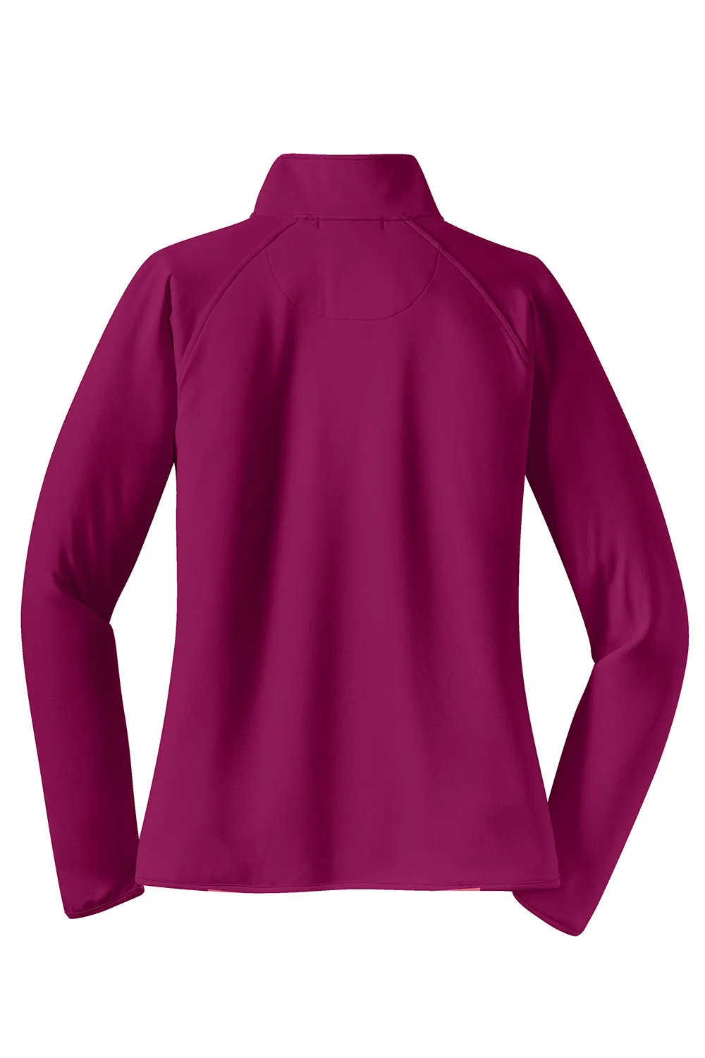 Sport-Tek Womens Sport-Wick Moisture Wicking 1/4 Zip Sweatshirt w/ Pouch Pocket - Pink Rush