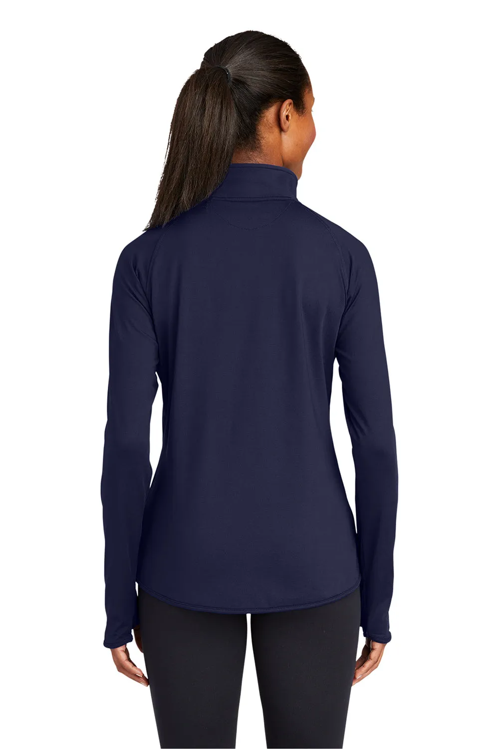 Sport-Tek Womens Sport-Wick Moisture Wicking 1/4 Zip Sweatshirt w/ Pouch Pocket - True Navy Blue