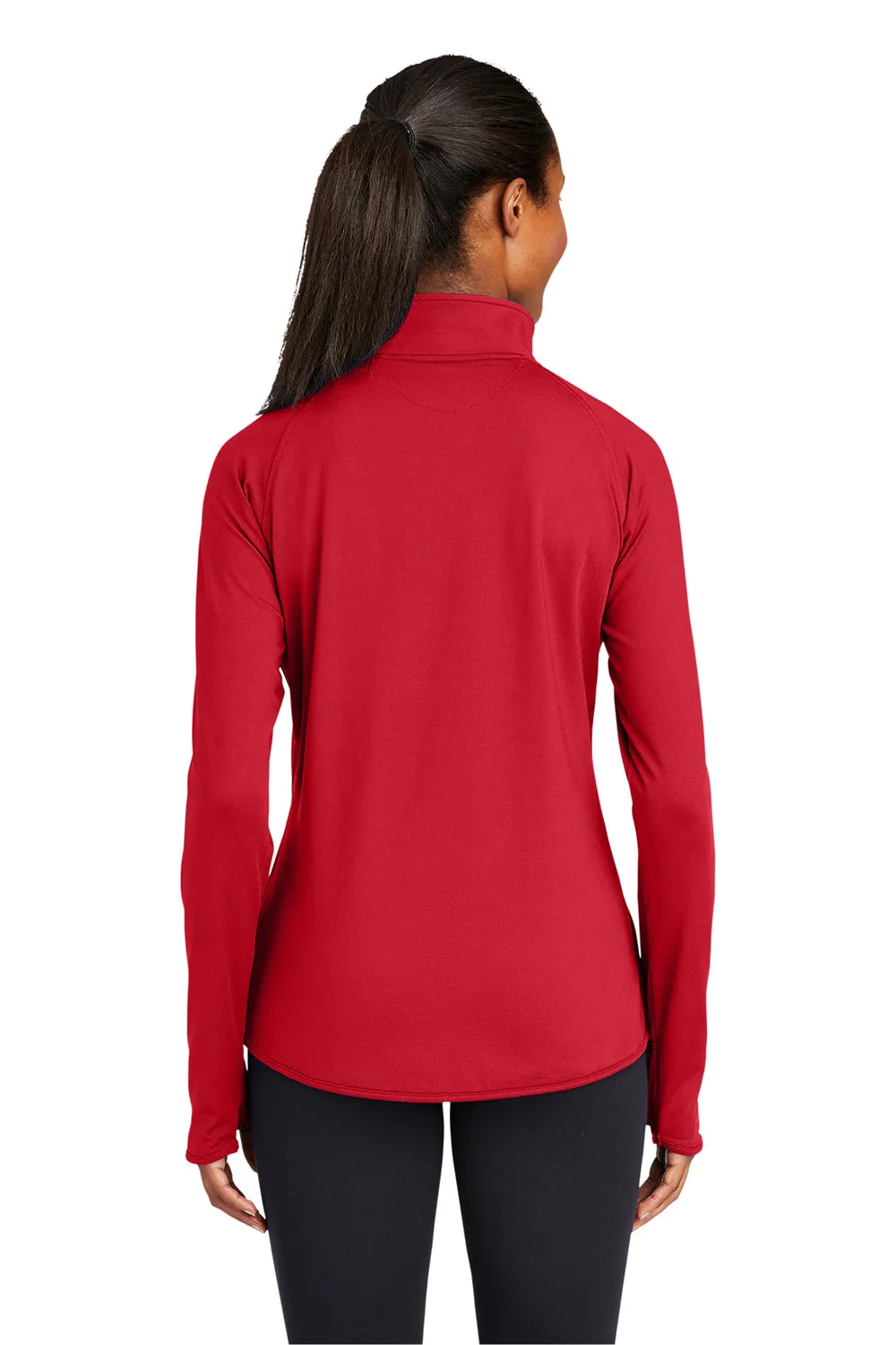 Sport-Tek Womens Sport-Wick Moisture Wicking 1/4 Zip Sweatshirt w/ Pouch Pocket - True Red