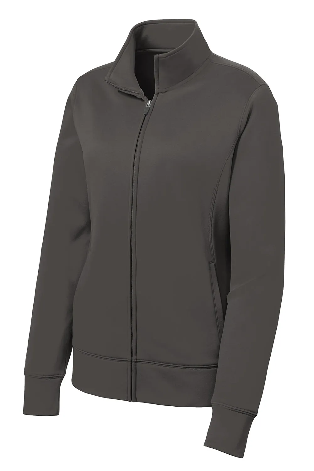 Sport-Tek Womens Sport-Wick Moisture Wicking Fleece Full Zip Sweatshirt w/ Pockets - Iron Grey