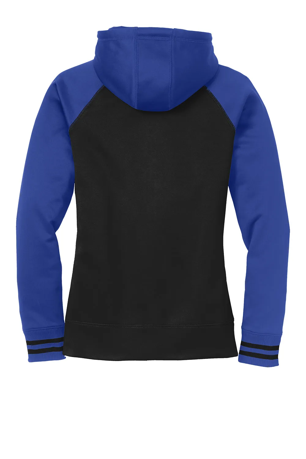 Sport-Tek Womens Sport-Wick Moisture Wicking Fleece Hooded Sweatshirt Hoodie w/ Pockets - Black/True Royal Blue