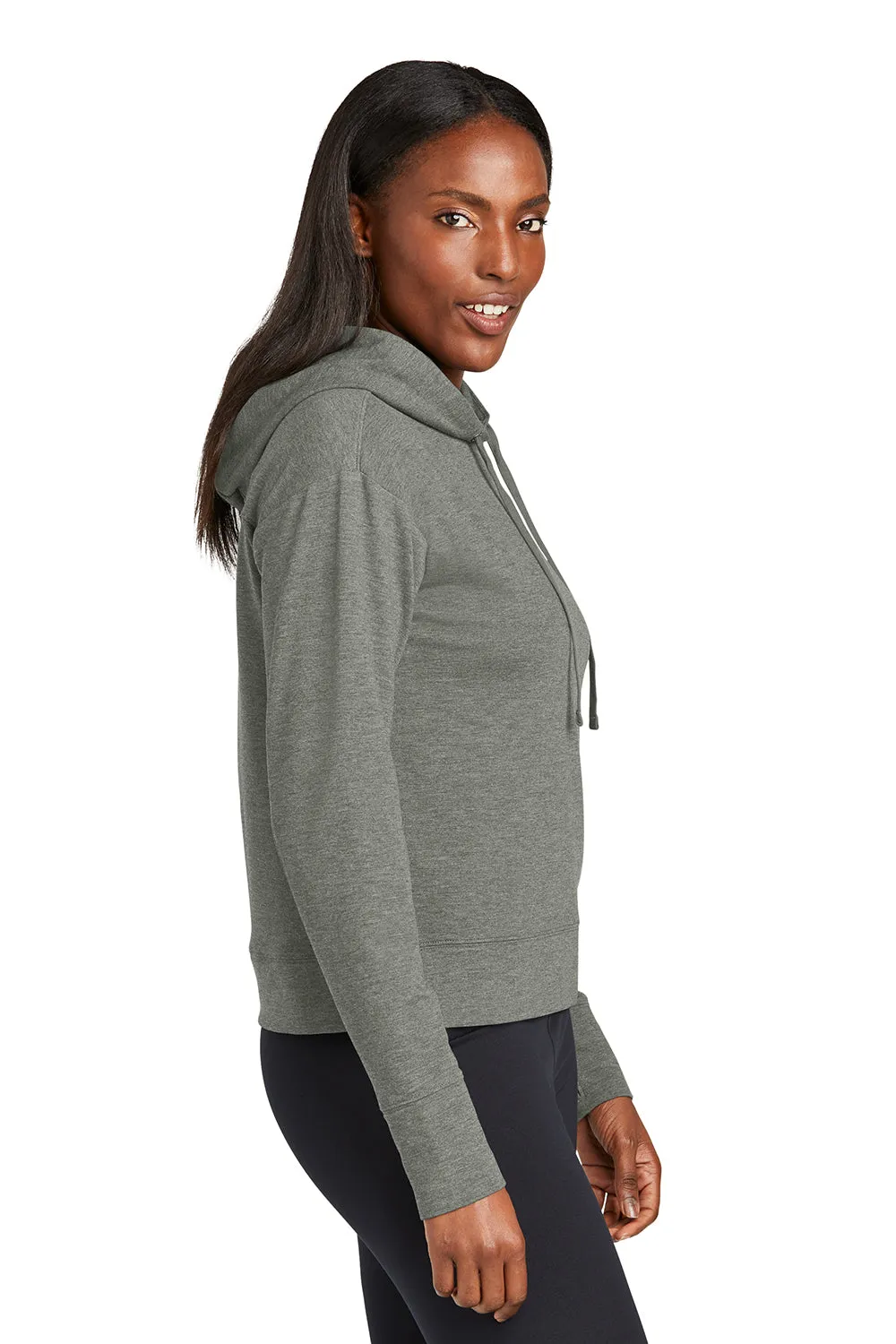 Sport-Tek Womens Sport-Wick Moisture Wicking Flex Fleece Hooded Sweatshirt Hoodie - Heather Light Grey