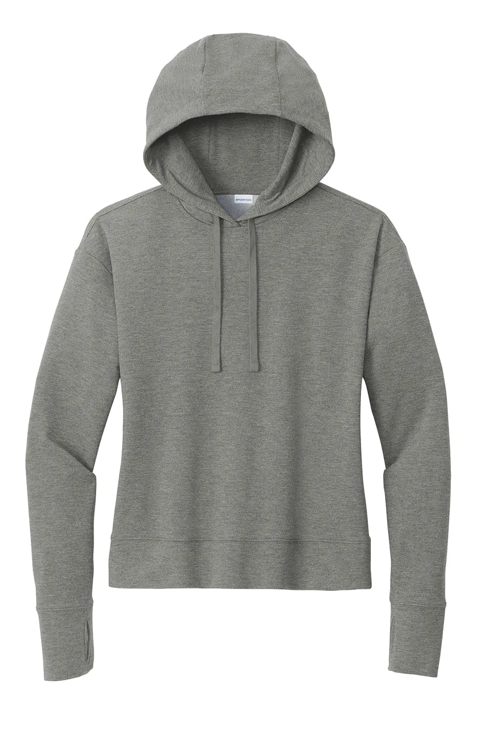 Sport-Tek Womens Sport-Wick Moisture Wicking Flex Fleece Hooded Sweatshirt Hoodie - Heather Light Grey
