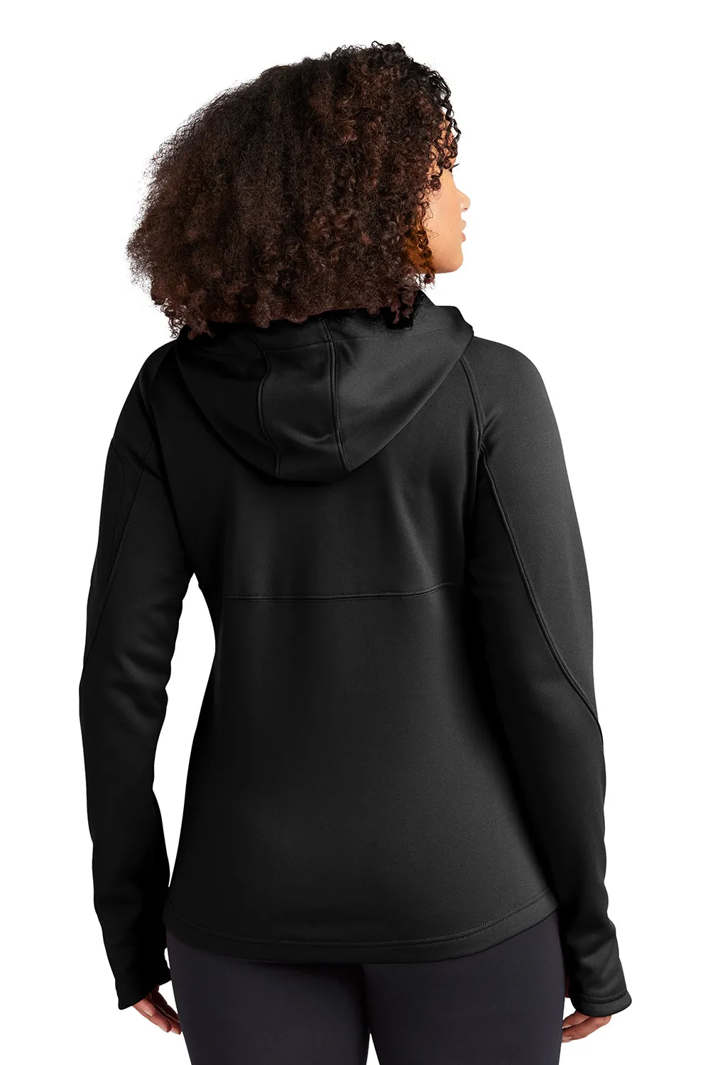 Sport-Tek Womens Tech Moisture Wicking Fleece Full Zip Hooded Sweatshirt Hoodie w/ Pockets - Black