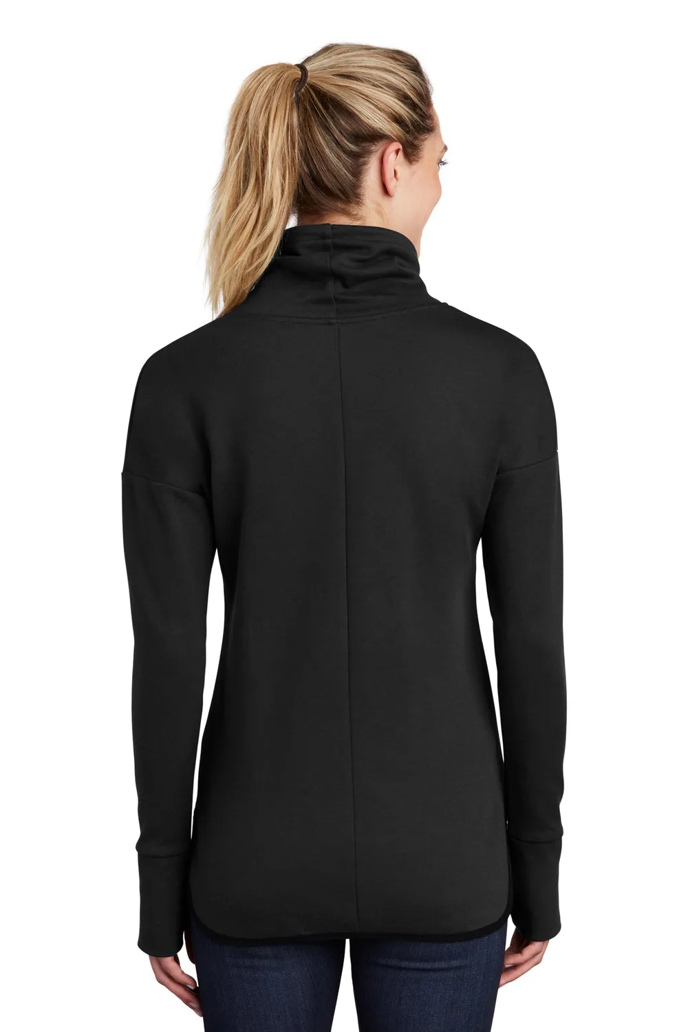 Sport-Tek Womens Triumph Fleece Cowl Neck Sweatshirt w/ Pocket - Black