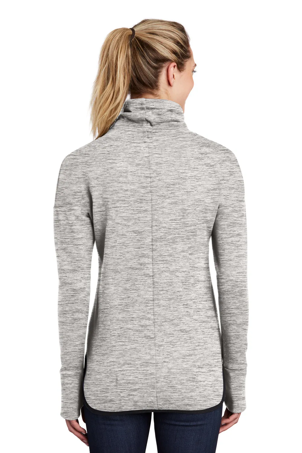 Sport-Tek Womens Triumph Fleece Cowl Neck Sweatshirt w/ Pocket - Heather Grey