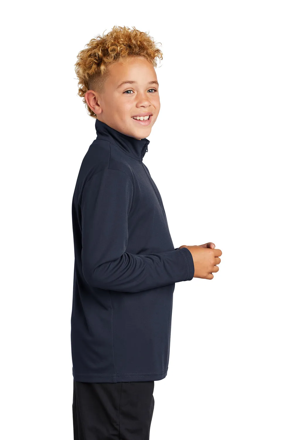 Sport-Tek Youth Competitor Moisture Wicking 1/4 Zip Sweatshirt - True Navy Blue