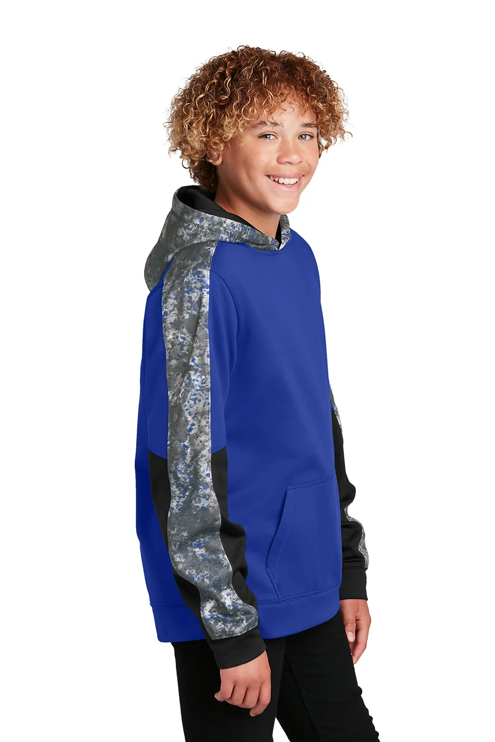 Sport-Tek Youth Sport-Wick Mineral Freeze Moisture Wicking Fleece Hooded Sweatshirt Hoodie w/ Pouch Pocket - True Royal Blue