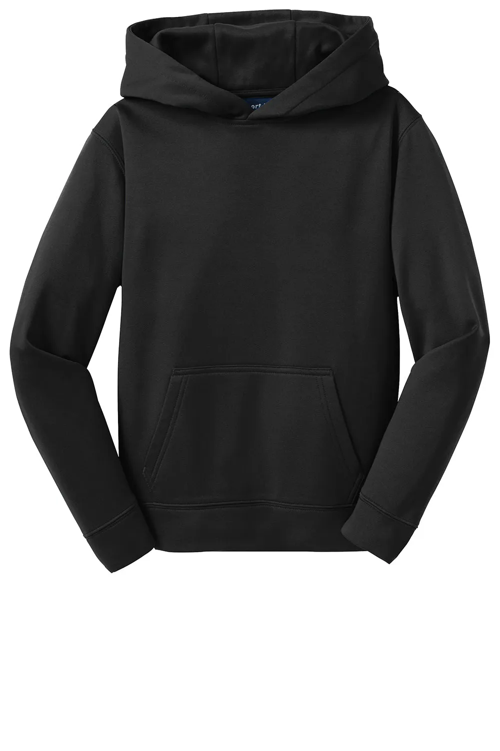 Sport-Tek Youth Sport-Wick Moisture Wicking Fleece Hooded Sweatshirt Hoodie w/ Pouch Pocket - Black