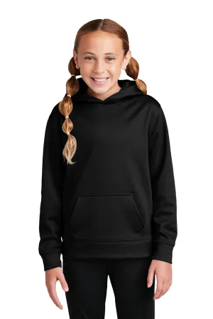 Sport-Tek Youth Sport-Wick Moisture Wicking Fleece Hooded Sweatshirt Hoodie w/ Pouch Pocket - Black