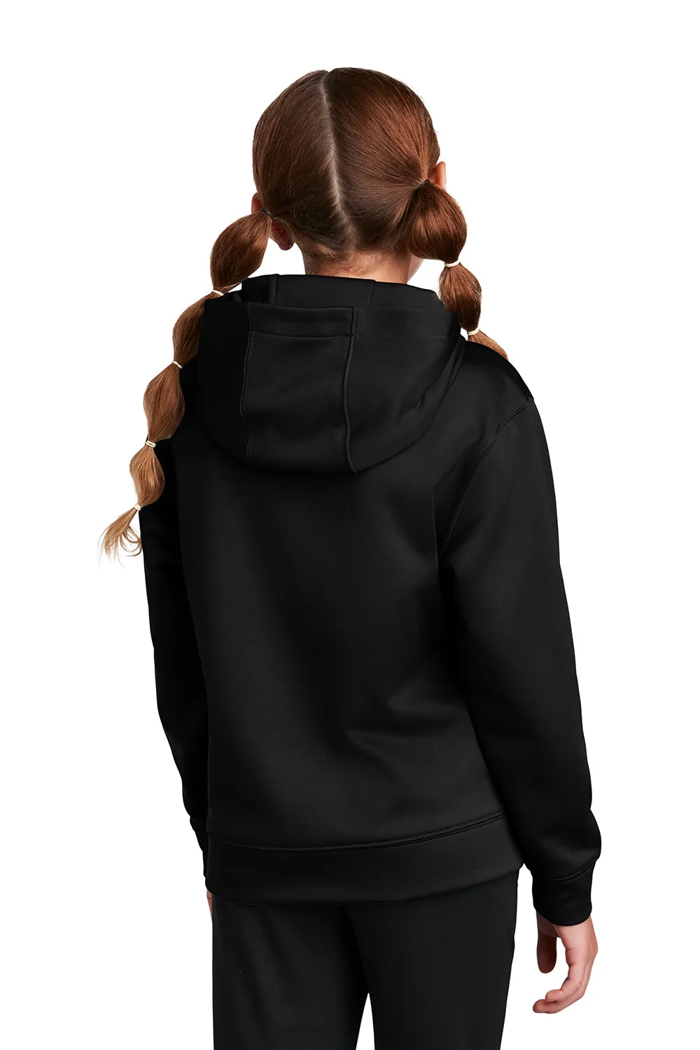 Sport-Tek Youth Sport-Wick Moisture Wicking Fleece Hooded Sweatshirt Hoodie w/ Pouch Pocket - Black