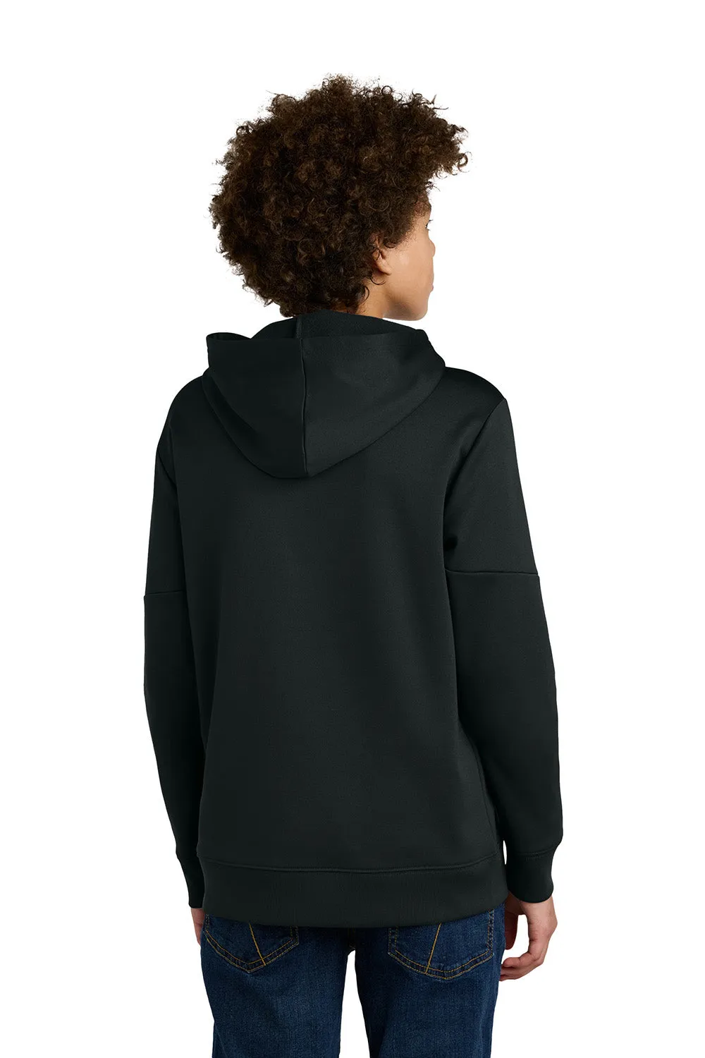 Sport-Tek Youth Sport-Wick Moisture Wicking United Fleece Hooded Sweatshirt Hoodie w/ Pouch Pocket - Black/White