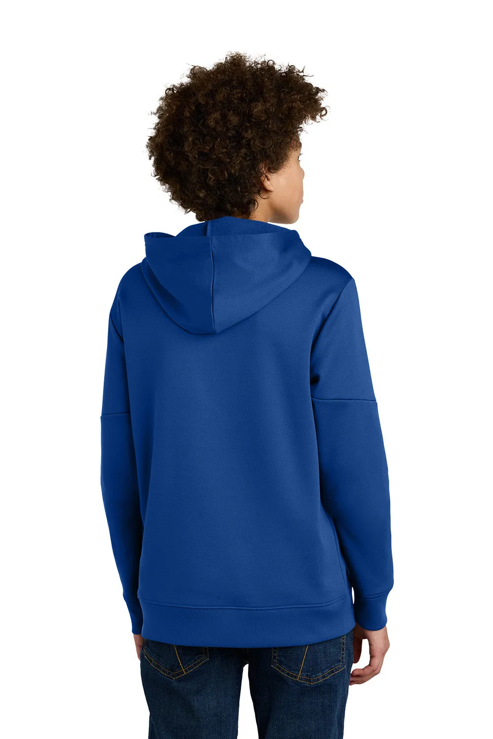 Sport-Tek Youth Sport-Wick Moisture Wicking United Fleece Hooded Sweatshirt Hoodie w/ Pouch Pocket - True Royal Blue/White Clothing Sport-Tek