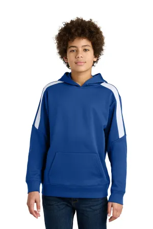Sport-Tek Youth Sport-Wick Moisture Wicking United Fleece Hooded Sweatshirt Hoodie w/ Pouch Pocket - True Royal Blue/White Clothing Sport-Tek