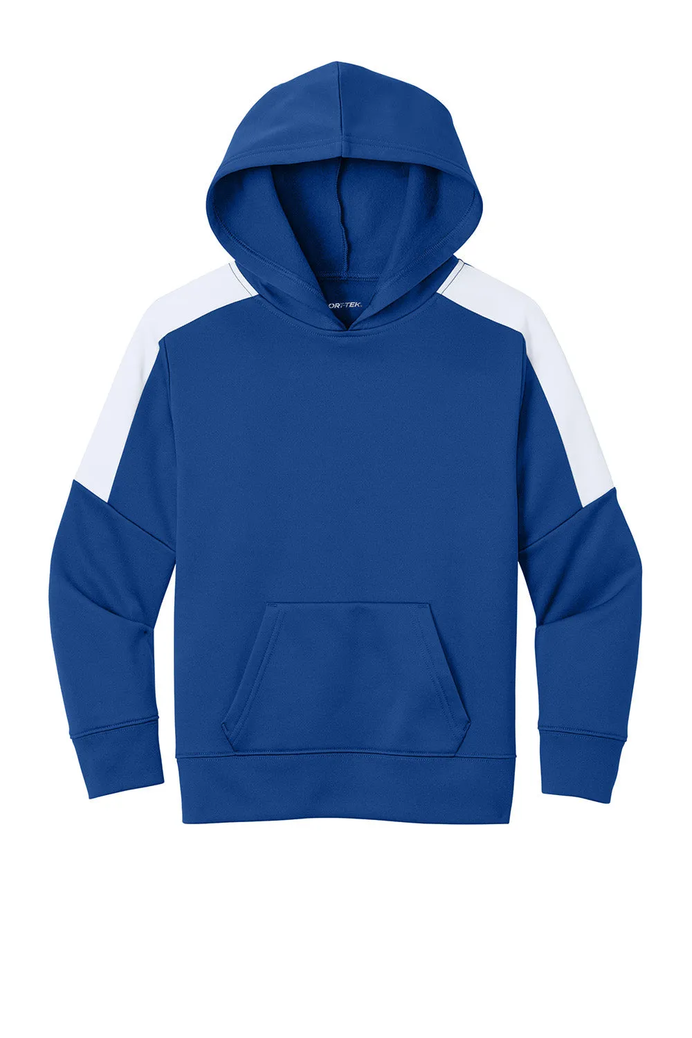 Sport-Tek Youth Sport-Wick Moisture Wicking United Fleece Hooded Sweatshirt Hoodie w/ Pouch Pocket - True Royal Blue/White Clothing Sport-Tek