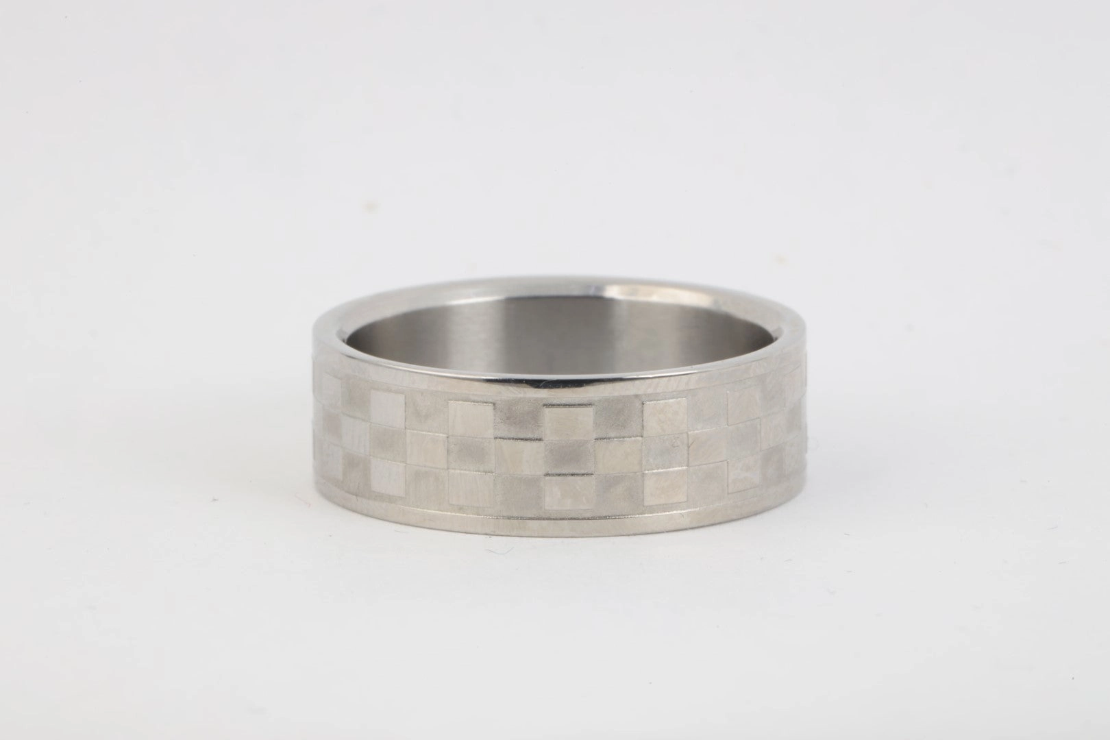 Stainless Steel Checkered Ring Band Size 12 (7.74g.)