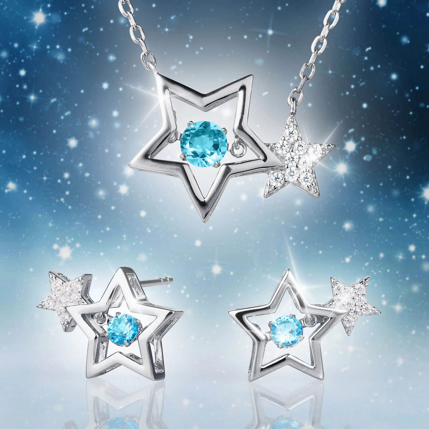 Starlight Topaz Platinum Earrings