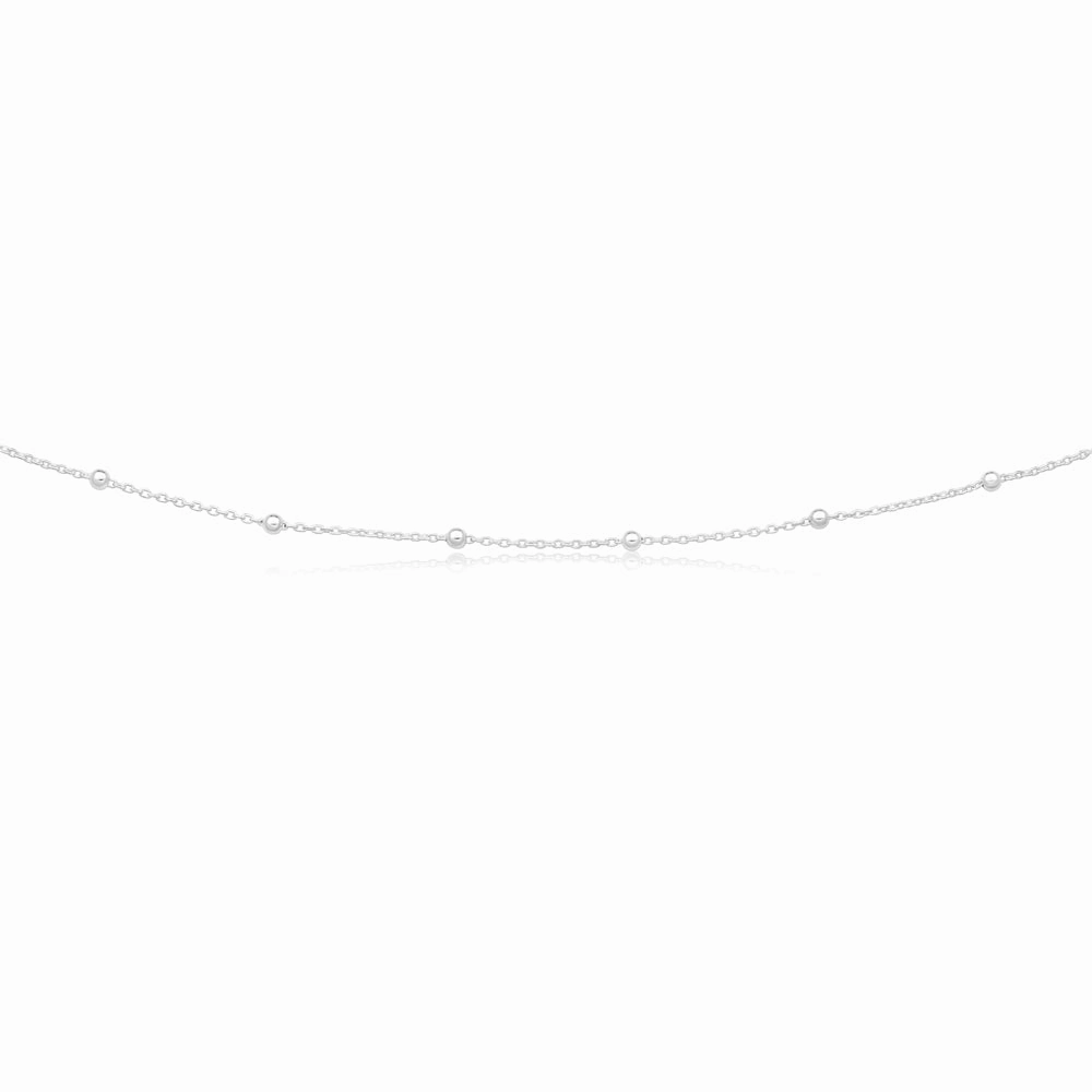 Sterling Silver 41cm   8cm Extender Alternate Ball and Chain Necklet