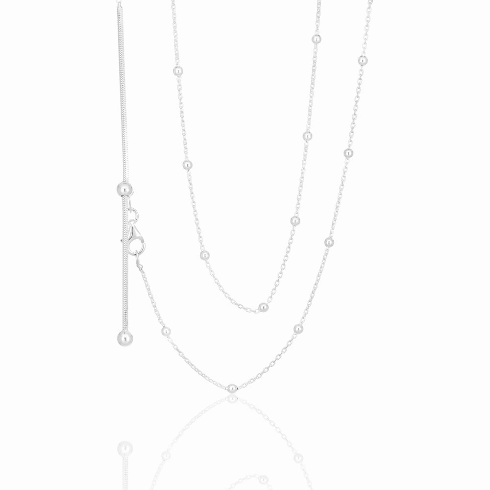 Sterling Silver 41cm   8cm Extender Alternate Ball and Chain Necklet