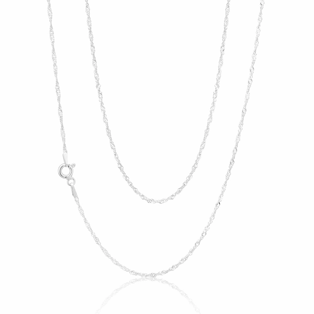 Sterling Silver 45cm 25 Gauge Singapore Chain