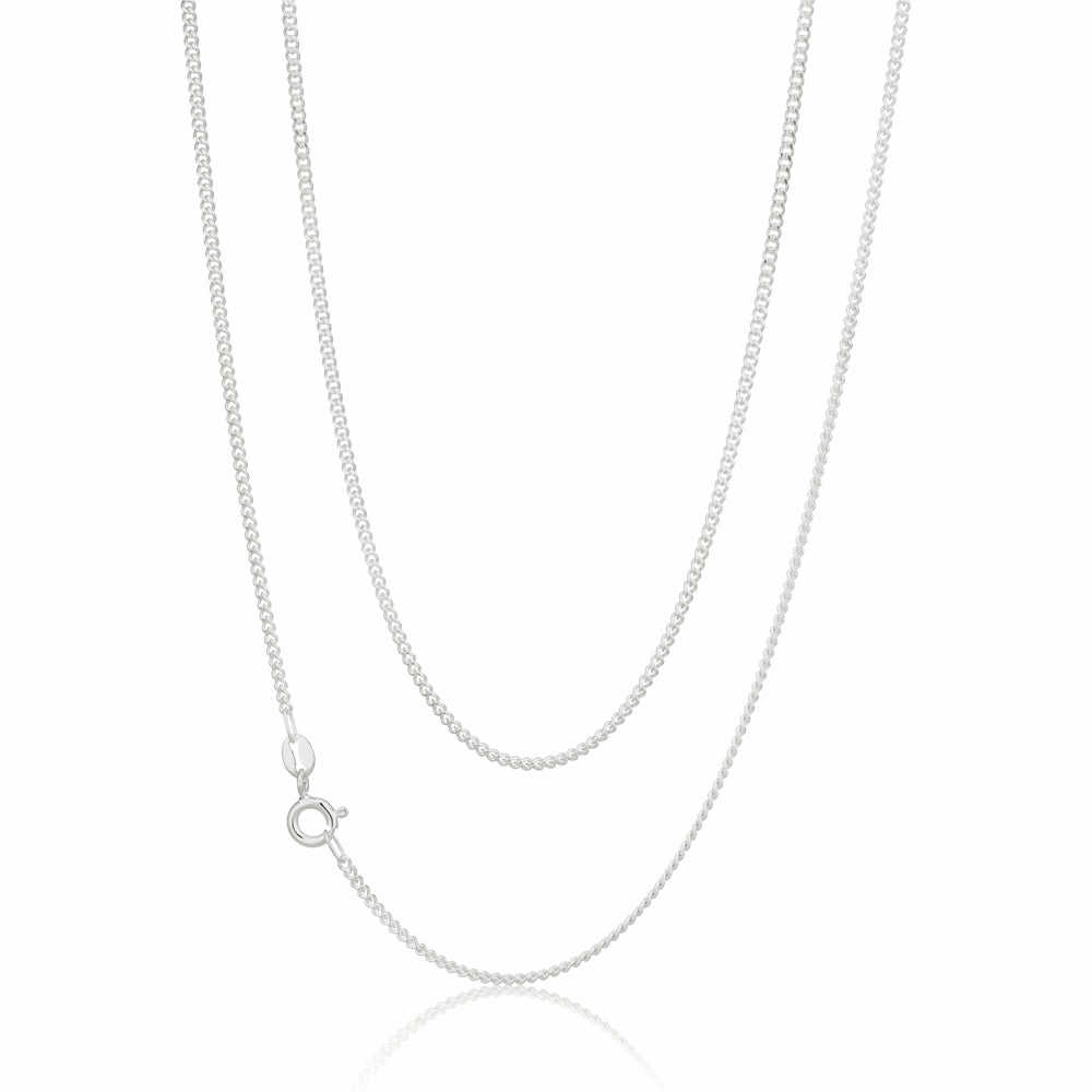 Sterling Silver 50 Gauge Curb Dicut Chain 55cm