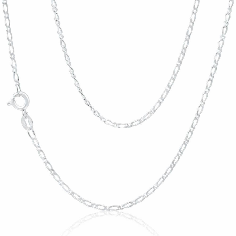 Sterling Silver 50 Gauge Figaro 1:1 45cm Chain