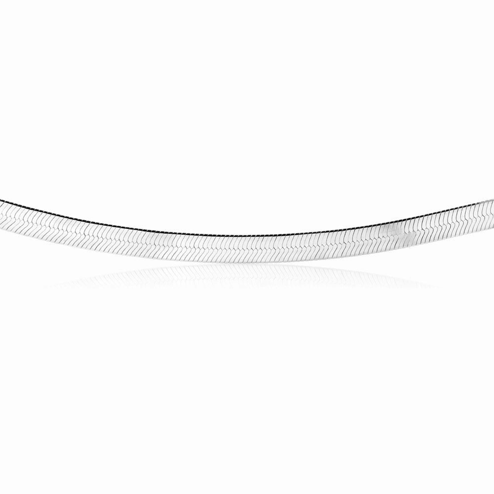 Sterling Silver 5mm Wide 46cm Flat Herringbone Necklet