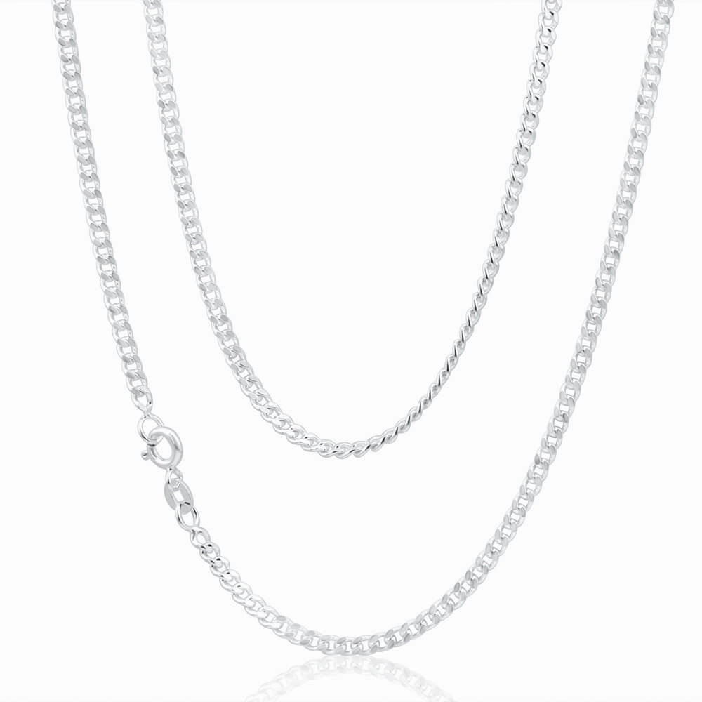 Sterling Silver 80 Gauge Diamond Cut 45cm Curb Chain